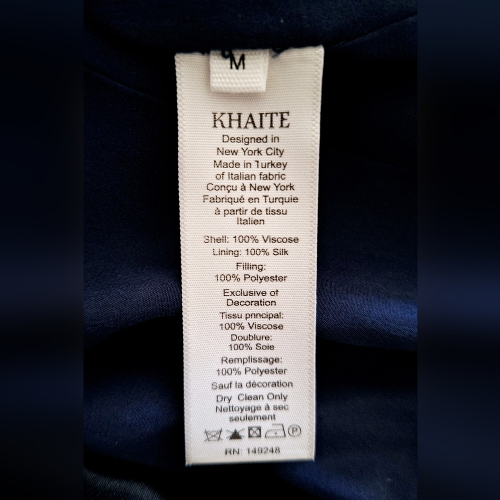 NWOT KHAITE Henry Satin Pullover Hooded Jacket in navy size M Org $1,700 - Picture 11 of 12
